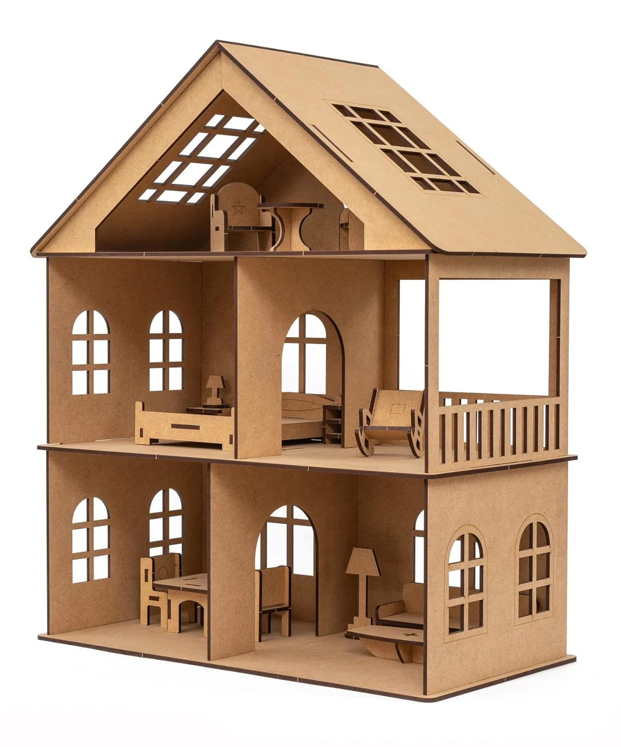 Wooden Toy House with Furniture for Kids