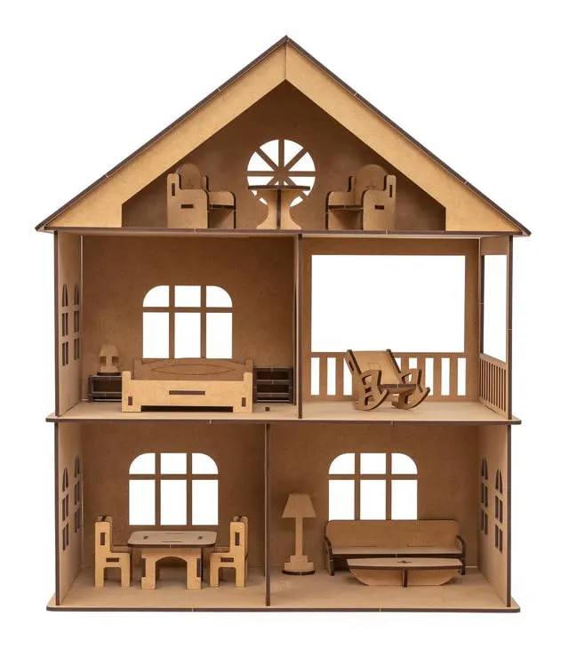 Wooden Toy House with Furniture for Kids