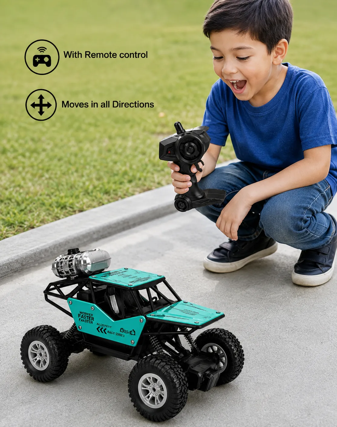 ToyMunch 2.4GHz rechargeable RC rock crawler off road remote control car for kids